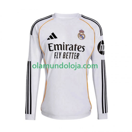 Camisola Real Madrid Homem Equipamento Primeiro 2025-2026 Manga Comprida
